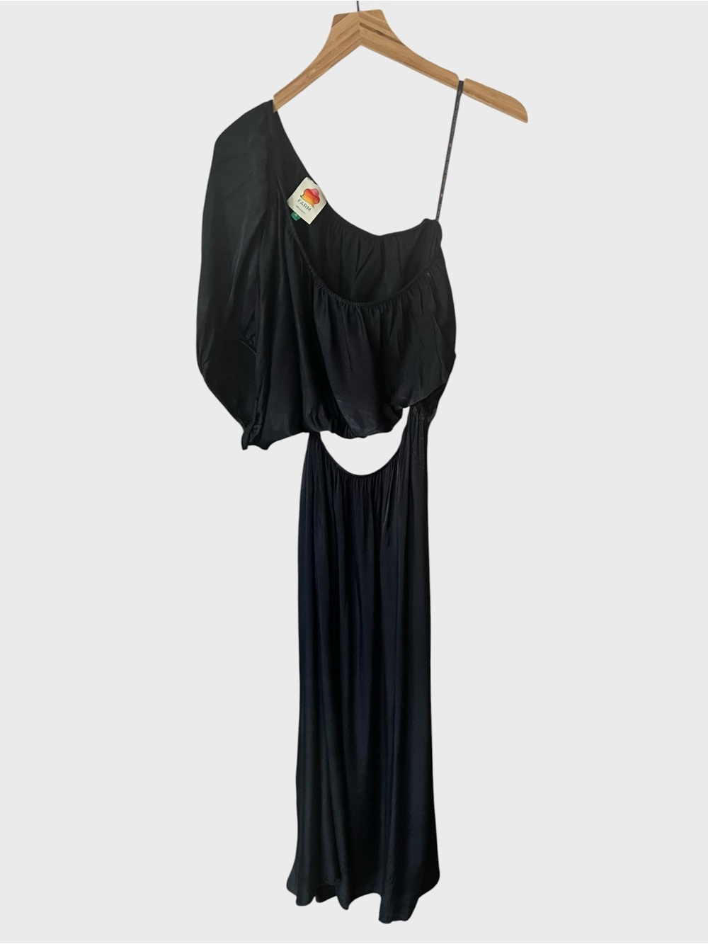 Farm Rio black one shoulder cutout maxi dress